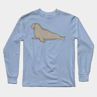 Elephant seal cartoon illustration Long Sleeve T-Shirt